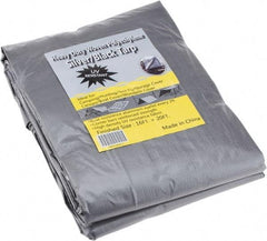 Value Collection - 20' Long x 16' Wide Polyethylene Tarp & Dust Cover - Black & Silver, Grommet, 11 to 12 mil Thickness - Eagle Tool & Supply