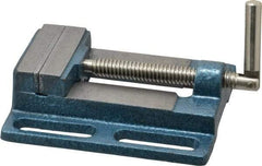Interstate - 3-3/8" Jaw Opening Capacity x 3/4" Throat Depth, Horizontal Drill Press Vise - 3" Wide x 3/4" High Jaw, Stationary Base, Standard Speed, 7.28" OAL x 1.77" Overall Height, Cast Iron - Eagle Tool & Supply