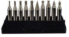 Value Collection - 10 Piece Mounted Abrasive Point Set - Includes 1/4" Diam Shank - Eagle Tool & Supply