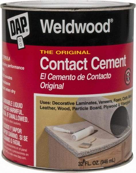 DAP - 32 oz Can Tan Contact Adhesive - 15 min Working Time, Bonds to Cardboard, Concrete, Metal, Paper, Particle Board, Rubber & Wood - Eagle Tool & Supply