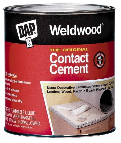 DAP - 1 Gal Can Tan Contact Adhesive - 15 min Working Time, Bonds to Cardboard, Concrete, Metal, Paper, Particle Board, Rubber & Wood - Eagle Tool & Supply