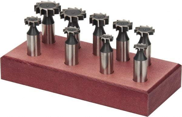 Value Collection - Straight Tooth Configuration, Woodruff and Keyseat Cutter Set - 204 to 808 ANSI, High Speed Steel, 9 Pieces - Eagle Tool & Supply