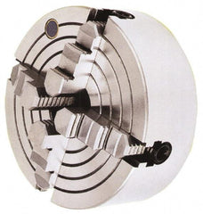Interstate - 4 Jaw, 10" Diam, Independent Manual Lathe Chuck - D1-4 Mount, 2.756" Through Hole Diam, Cast Iron (Semi-Steel) - Eagle Tool & Supply