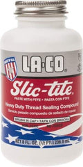 LA-CO - 1/2 Pt Brush Top Can White Thread Sealant - Paste with PTFE, 500°F Max Working Temp, For Metal, PVC, CPVC & ABS Plastic Pipe Threads - Eagle Tool & Supply