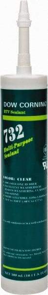 Dow Corning - 10.3 oz Cartridge Clear RTV Silicone Joint Sealant - -76 to 356°F Operating Temp, 20 min Tack Free Dry Time, 24 hr Full Cure Time, Series 732 - Eagle Tool & Supply