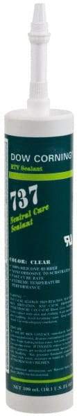 Dow Corning - 10.1 oz Cartridge Clear RTV Silicone Joint Sealant - -85 to 350°F Operating Temp, 14 min Tack Free Dry Time, 24 hr Full Cure Time, Series 737 - Eagle Tool & Supply