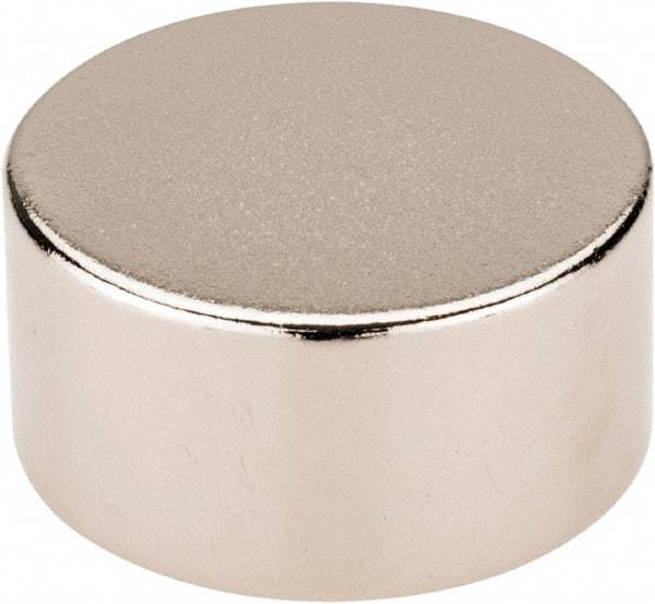 Mag-Mate - 3/4" Diam x 3/8" High Neodymium Rare Earth Magnet - 13.5 Lb Max Capacity, 200°F Max, Nickel Plated - Eagle Tool & Supply