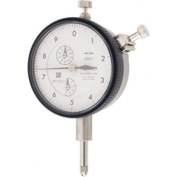 Mitutoyo - 1/2" Range, 0-10 Dial Reading, 0.0001" Graduation Dial Drop Indicator - 2-9/32" Dial, 0.01" Range per Revolution, 0.0008" Accuracy, Revolution Counter - Eagle Tool & Supply