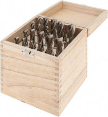 Interstate - 3/16 to 3/4", 2, 4 Flute Square End Mill Set - Uncoated, High Speed Steel, Double End, 3/8, 1/2, 5/8, 3/4" Shank Diam, Centercutting - Eagle Tool & Supply