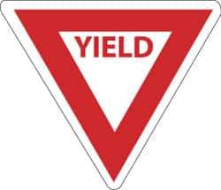 NMC - "Yield", 30" Wide x 30" High, Aluminum Stop & Yield Signs - 0.08" Thick, Red on White, High Intensity Reflectivity, Triangle, Post Mount - Eagle Tool & Supply