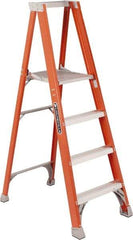 Louisville - 6 Steps, 6' High, Type IA Rating, Fiberglass Platform Ladder - 300 Lb Capacity, 28-1/8" Base Width - Eagle Tool & Supply