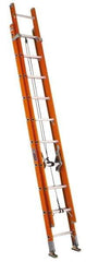 Louisville - 24' High, Type IA Rating, Fiberglass Industrial Extension Ladder - 300 Lb Capacity, 21' Working Length, 18-1/4" Wide - Eagle Tool & Supply