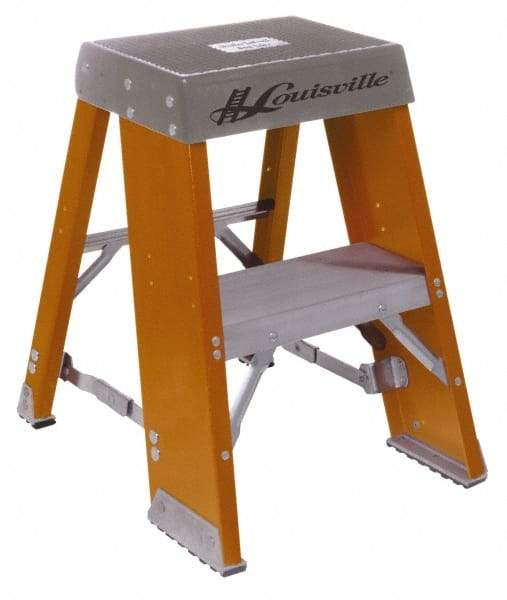 Louisville - 2 Steps, 2' High, Type IA Rating, Fiberglass Step Stand - 300 Lb Capacity, 17-11/16" Base Width - Eagle Tool & Supply