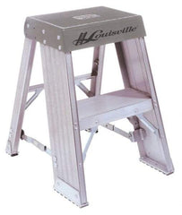Louisville - 3 Steps, 3' High, Type IA Rating, Aluminum Step Stand - 300 Lb Capacity, 19-11/16" Base Width - Eagle Tool & Supply