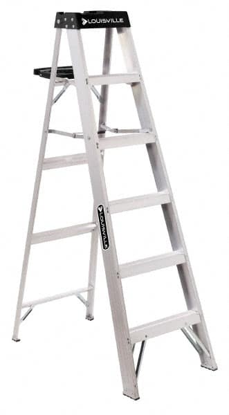 Louisville - 9 Steps, 10' High, Type IA Rating, Aluminum Step Ladder - Eagle Tool & Supply