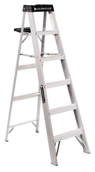 Louisville - 7 Steps, 8' High, Type IA Rating, Aluminum Step Ladder - 300 Lb Capacity, 24-5/8" Base Width - Eagle Tool & Supply