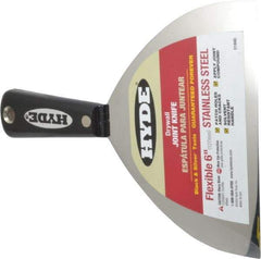 Hyde Tools - 6" Wide Stainless Steel Taping Knife - Flexible, Nylon Handle, 8-1/4" OAL - Eagle Tool & Supply