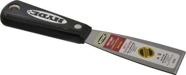 Hyde Tools - 1-1/2" Wide Steel Putty Knife - Stiff, Nylon Handle, 7-3/4" OAL - Eagle Tool & Supply