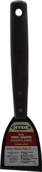 Hyde Tools - Stiff Carbon Steel Chisel Scraper - 3" Blade Width, 8" Long Polypropylene Handle - Eagle Tool & Supply