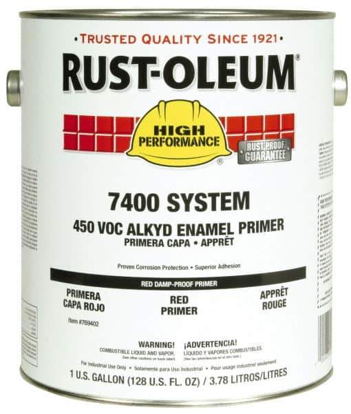 Rust-Oleum - 1 Gal Red Damp-Proof Primer - 230 to 435 Sq Ft/Gal, <450 gL Content, Direct to Metal, Quick Drying - Eagle Tool & Supply