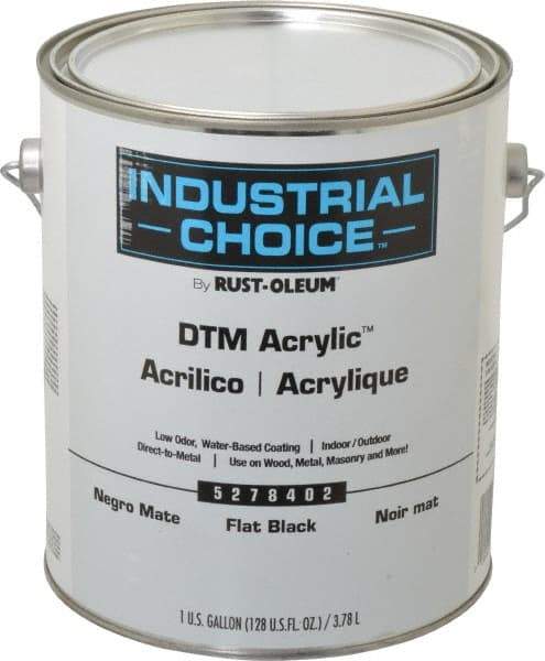Rust-Oleum - 1 Gal Black Flat Finish Acrylic Enamel Paint - Interior/Exterior, Direct to Metal, <250 gL VOC Compliance - Eagle Tool & Supply