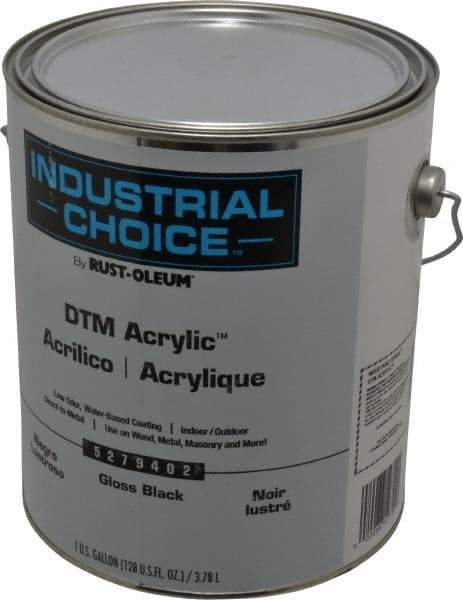 Rust-Oleum - 1 Gal Black Gloss Finish Acrylic Enamel Paint - Interior/Exterior, Direct to Metal, <250 gL VOC Compliance - Eagle Tool & Supply