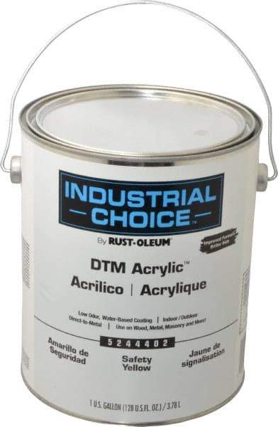 Rust-Oleum - 1 Gal Safety Yellow High Gloss Finish Acrylic Enamel Paint - Interior/Exterior, Direct to Metal, <250 gL VOC Compliance - Eagle Tool & Supply