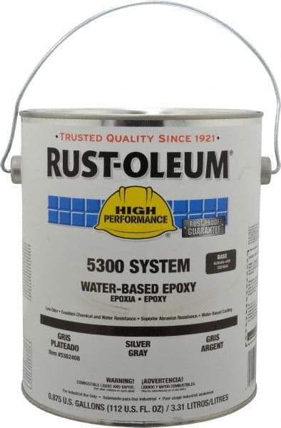 Rust-Oleum - 1 Gal High Gloss Silver Gray Water-Based Epoxy - 200 to 350 Sq Ft/Gal Coverage, <250 g/L VOC Content - Eagle Tool & Supply