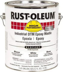 Rust-Oleum - 1 Gal Gloss White Epoxy Mastic - 100 to 225 Sq Ft/Gal Coverage, <340 g/L VOC Content, Direct to Metal - Eagle Tool & Supply