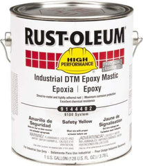 Rust-Oleum - 1 Gal Gloss Safety Yellow Epoxy Mastic - 100 to 225 Sq Ft/Gal Coverage, <340 g/L VOC Content, Direct to Metal - Eagle Tool & Supply