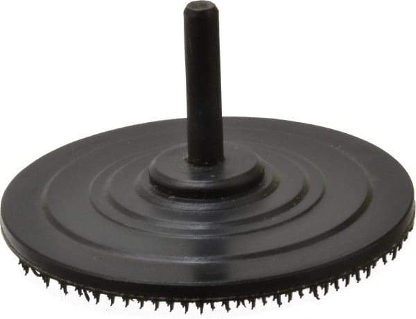 AutoQuip - 3" Diam Hook & Loop Disc Backing Pad - 1/4" Shank Diam, Firm Density, 18,000 RPM - Eagle Tool & Supply
