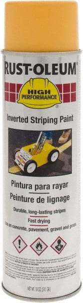 Rust-Oleum - 18 fl oz Yellow Striping Paint - 275' to 300' Coverage at 3" Wide, Solvent-Based Formula - Eagle Tool & Supply