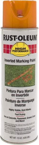 Rust-Oleum - 15 fl oz Orange Marking Paint - 300' to 350' Coverage at 1-1/2" Wide, Solvent-Based Formula - Eagle Tool & Supply