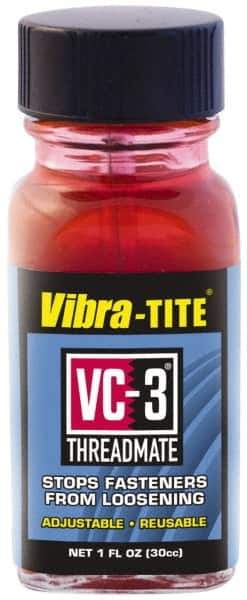 Vibra-Tite - 1 Fluid Ounce Bottle, Red, Low Strength Threadlocker - Series VC-3, 24 hr Full Cure Time, Hand Tool, Heat Removal - Eagle Tool & Supply