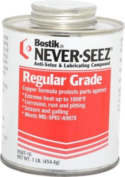 Bostik - 1 Lb Can Extreme Pressure Anti-Seize Lubricant - Copper, -297 to 1,800°F, Silver Gray, Water Resistant - Eagle Tool & Supply