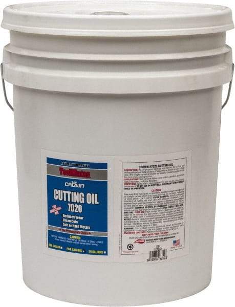 Crown - 5 Gal Pail Cutting Fluid - Straight Oil, For Deep Drawing, Drilling, Forming, Grinding, Machining, Sawing - Eagle Tool & Supply