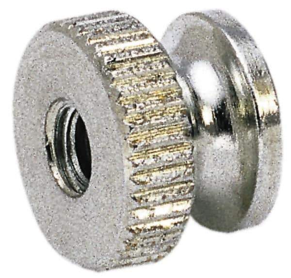 Electro Hardware - 5/16-18" UNC Thread, Uncoated, Grade 302, 303 Stainless Steel Round Knurled Thumb Nut - 13/32" Overall Height, 5/8" Head Diam - Eagle Tool & Supply