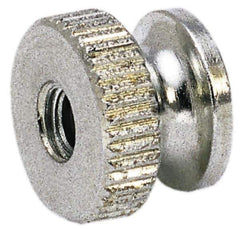 Electro Hardware - 3/8-16" UNC Thread, Uncoated, Grade B-633 Brass Round Knurled Thumb Nut - 15/32" Overall Height, 3/4" Head Diam - Eagle Tool & Supply