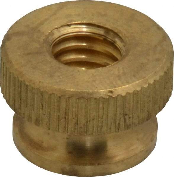 Electro Hardware - 5/16-18" UNC Thread, Uncoated, Grade B-633 Brass Round Knurled Thumb Nut - 13/32" Overall Height, 5/8" Head Diam - Eagle Tool & Supply