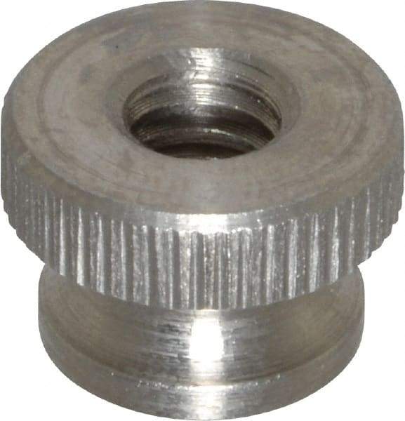 Electro Hardware - 1/4-20" UNC Thread, Uncoated, Grade 302, 303 Stainless Steel Round Knurled Thumb Nut - 3/8" Overall Height, 9/16" Head Diam - Eagle Tool & Supply