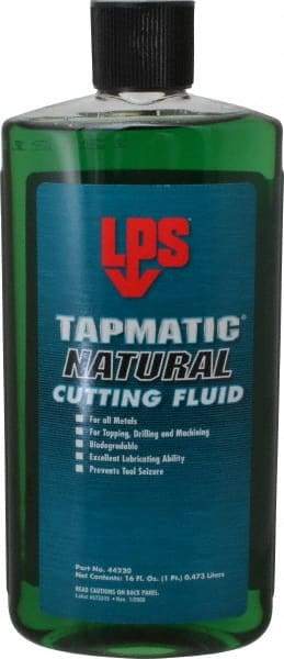 LPS - Tapmatic Natural, 16 oz Bottle Cutting & Tapping Fluid - Straight Oil, For Boring, Broaching, Drilling, Engraving, Facing, Milling, Reaming, Sawing, Tapping, Threading, Turning - Eagle Tool & Supply