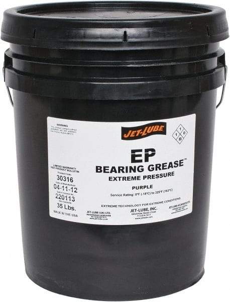 Jet-Lube - 35 Lb Pail Extreme Pressure Grease - Purple, Extreme Pressure, 325°F Max Temp, NLGIG 2, - Eagle Tool & Supply