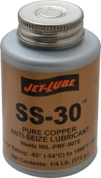 Jet-Lube - 0.25 Lb Can High Temperature Anti-Seize Lubricant - Copper, -65 to 1,800°F, Copper Colored, Water Resistant - Eagle Tool & Supply