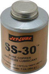 Jet-Lube - 1 Lb Can High Temperature Anti-Seize Lubricant - Copper, -65 to 1,800°F, Copper Colored, Water Resistant - Eagle Tool & Supply