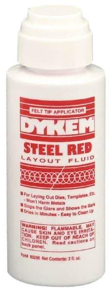 Dykem - Red Layout Fluid - 2 Ounce Felt Tip Applicator - Eagle Tool & Supply