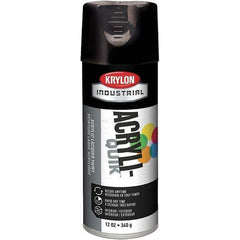 Krylon - Black, 12 oz Net Fill, Gloss, Lacquer Spray Paint - 15 to 20 Sq Ft per Can, 16 oz Container, Use on Cabinets, Color Coding Steel & Lumber, Conduits, Drums, Ducts, Fabric, Furniture, Motors, Pipelines, Tools - Eagle Tool & Supply