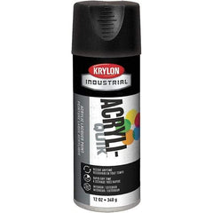 Krylon - Black, 12 oz Net Fill, Flat, Lacquer Spray Paint - 15 to 20 Sq Ft per Can, 16 oz Container, Use on Cabinets, Color Coding Steel & Lumber, Conduits, Drums, Ducts, Fabric, Furniture, Motors, Pipelines, Tools - Eagle Tool & Supply