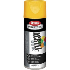Krylon - OSHA Yellow, 12 oz Net Fill, Gloss, Enamel Spray Paint - 15 to 20 Sq Ft per Can, 12 oz Container, Use on Ceramics, Glass, Metal, Plaster, Wood - Eagle Tool & Supply