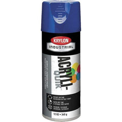 Krylon - True Blue, 12 oz Net Fill, Gloss, Lacquer Spray Paint - 15 to 20 Sq Ft per Can, 16 oz Container, Use on Cabinets, Color Coding Steel & Lumber, Conduits, Drums, Ducts, Furniture, Motors, Pipelines, Tools - Eagle Tool & Supply