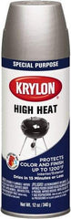 Krylon - Aluminum (Color), 12 oz Net Fill, Satin, High-Heat Metallic Spray Paint - 15 to 20 Sq Ft per Can, 12 oz Container - Eagle Tool & Supply